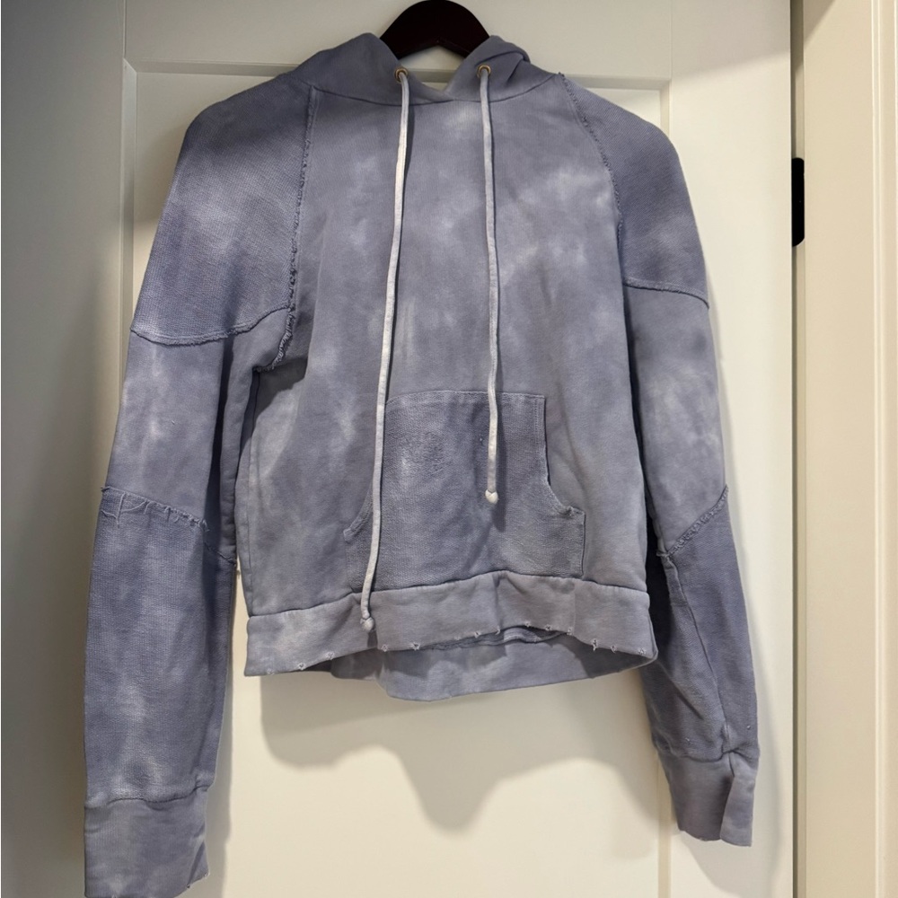 Loveshack fancy distressed sweatshirt blue tie dye